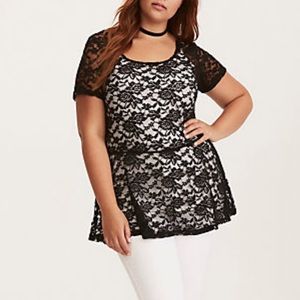 Torrid Allover Black Lace Peplum Top